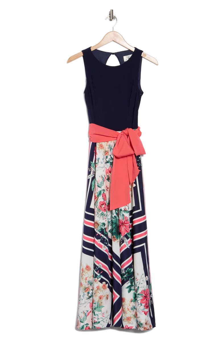 Eliza J Twofer Scarf Print Maxi Dress, Alternate, color,