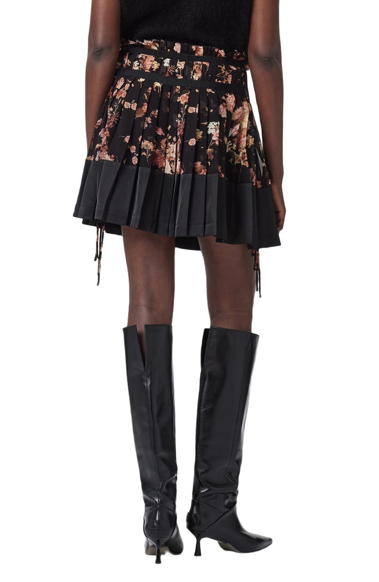 AllSaints Elara Floral Print Pleated Skirt, Alternate, color, Armada Black