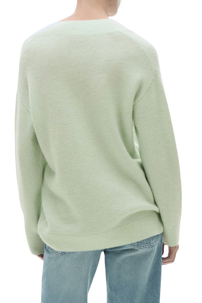 Oversize V-Neck Sweater, Alternate, color, AQUA GREEN