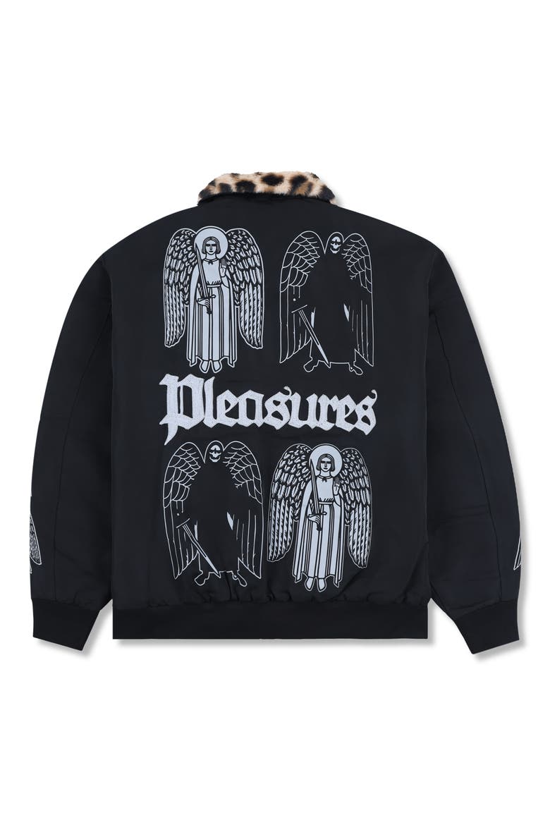 Angel Demon Embroidered Graphic Flight Jacket, Alternate, color, BLACK