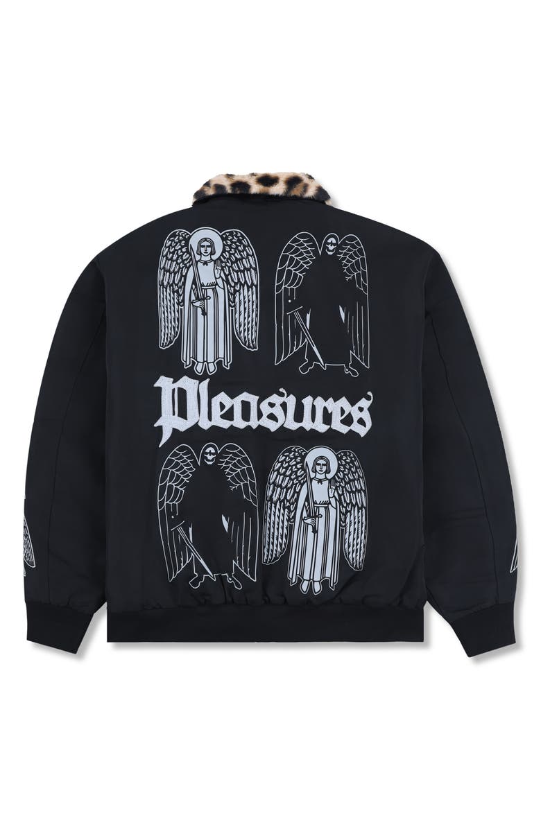 PLEASURES Angel Demon Embroidered Graphic Flight Jacket, Alternate, color, Black