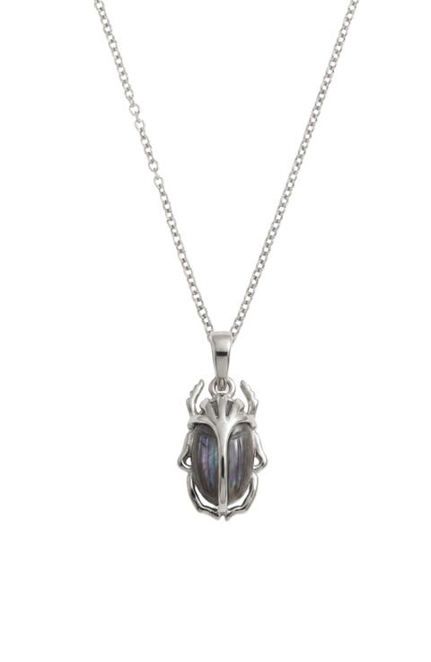 Carved Death Beetle Gemstone Pendant Necklace