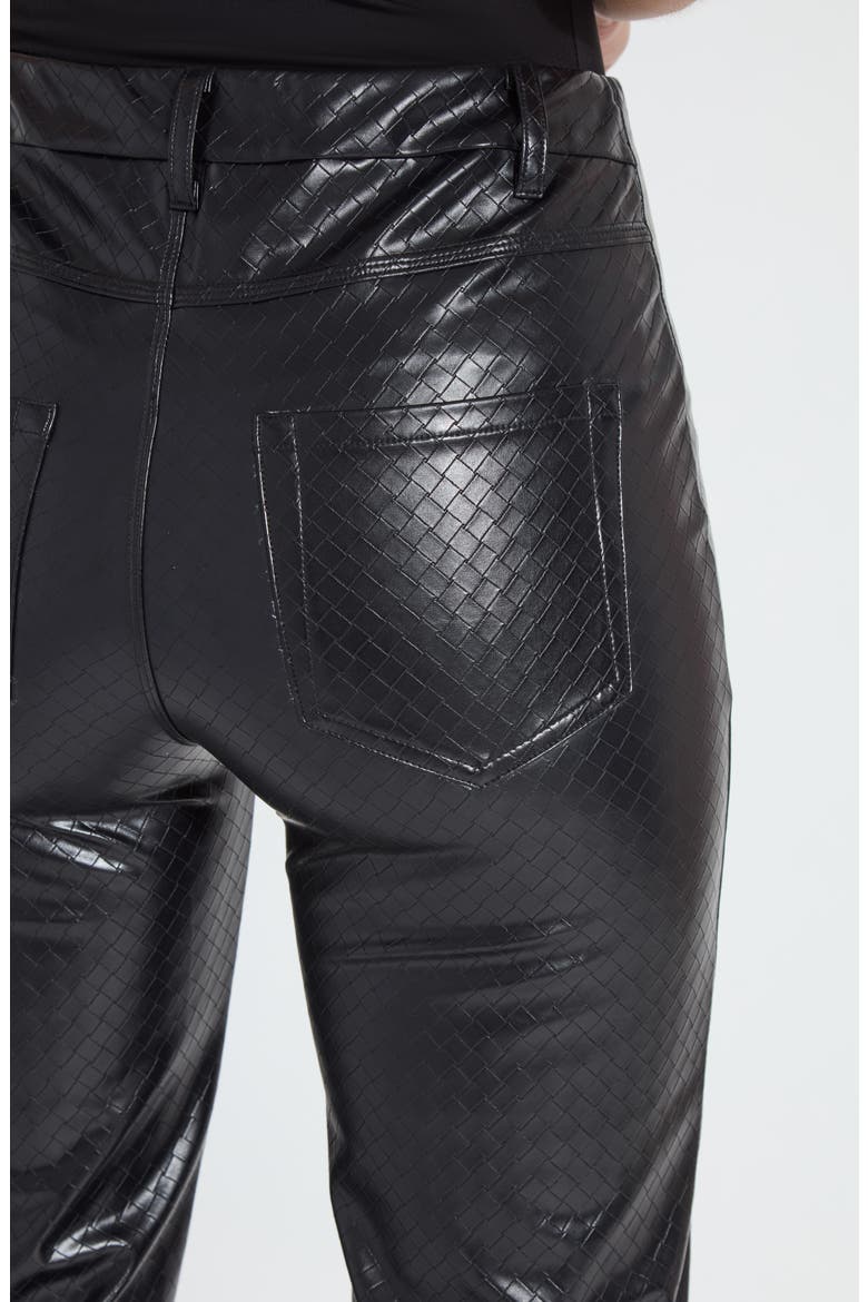 Amara Flare Faux Leather Pants, Alternate, color, BLACK WICKER TEXTURE
