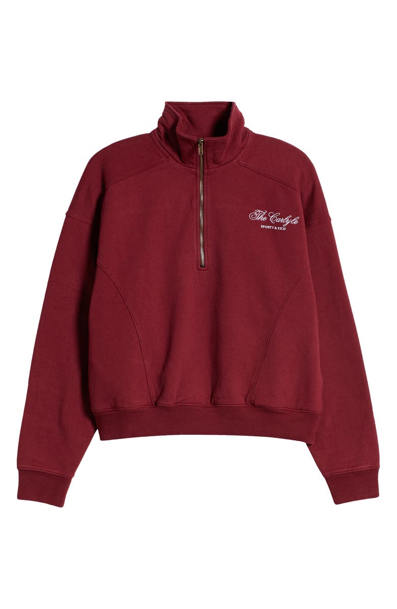 Sporty & Rich x The Carlyle Embroidered Quarter Zip Sweatshirt, Alternate, color, 