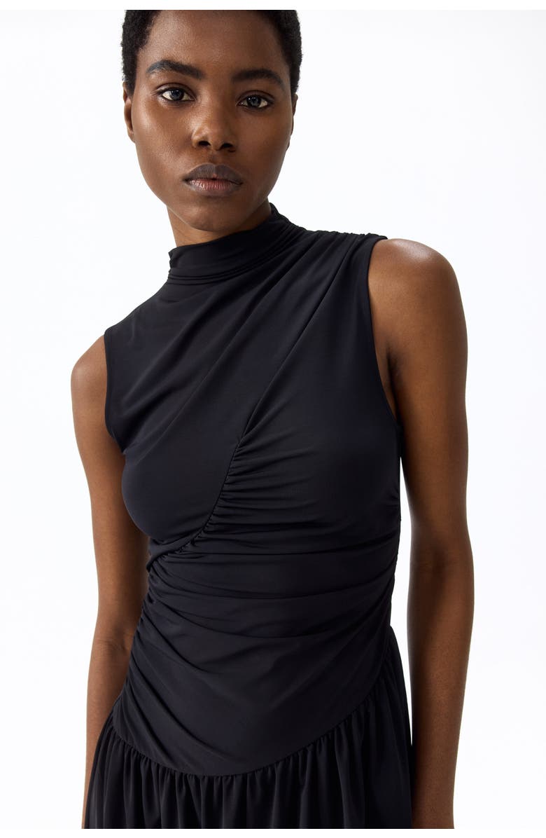 H&M Draped Turtleneck Dress, Alternate, color, Black
