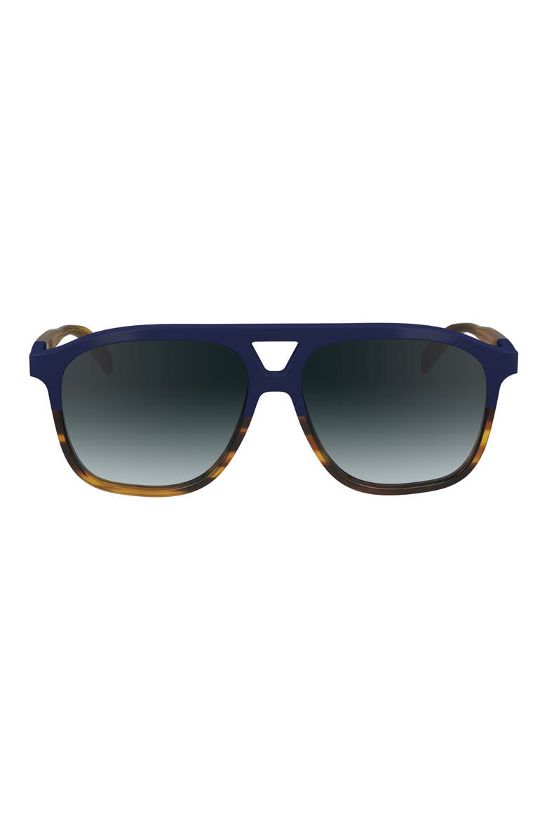Heritage 58mm Gradient Aviator Sunglasses, Main, color, BLUE/ HAVANA