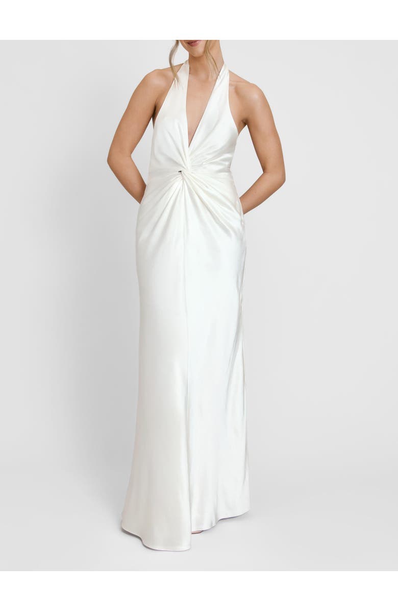 Six Stories Plunge Knot Neck Scarf Bridesmaid Dress, Alternate, color, Ivory