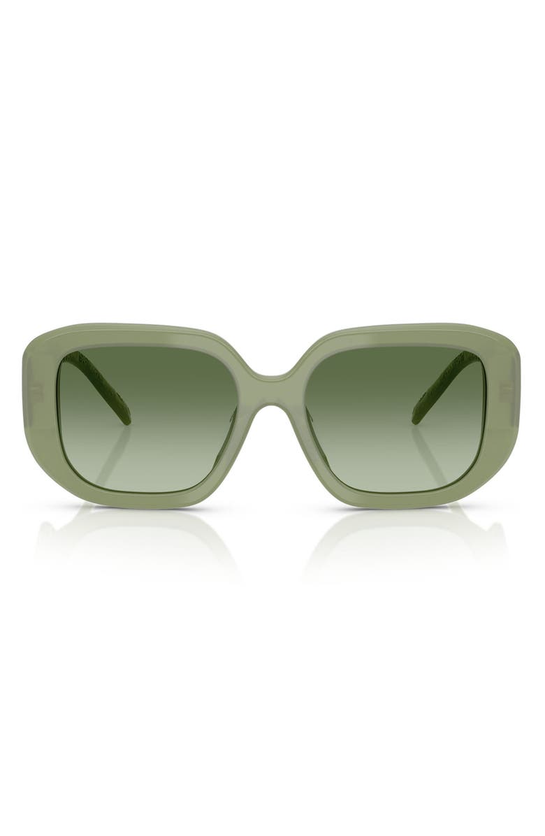 Tory Burch 54mm Irregular Sunglasses, Main, color, Milky Green / Green Gradient