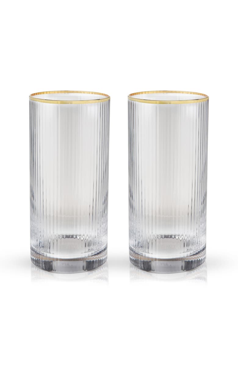 Viski Meridian Crystal Highball Glasses Set of 2, Main, color, Clear