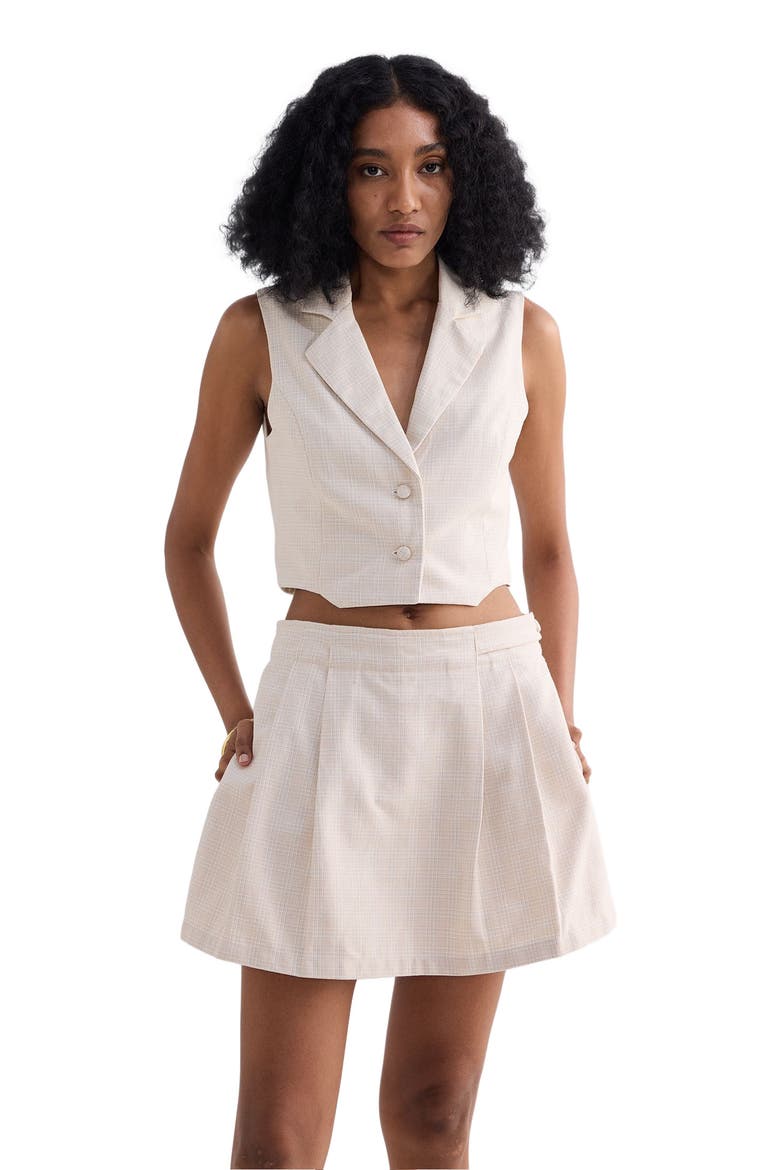 Cropped Cotton Tweed Vest Set in Grey, Alternate, color, Chestnut Twist