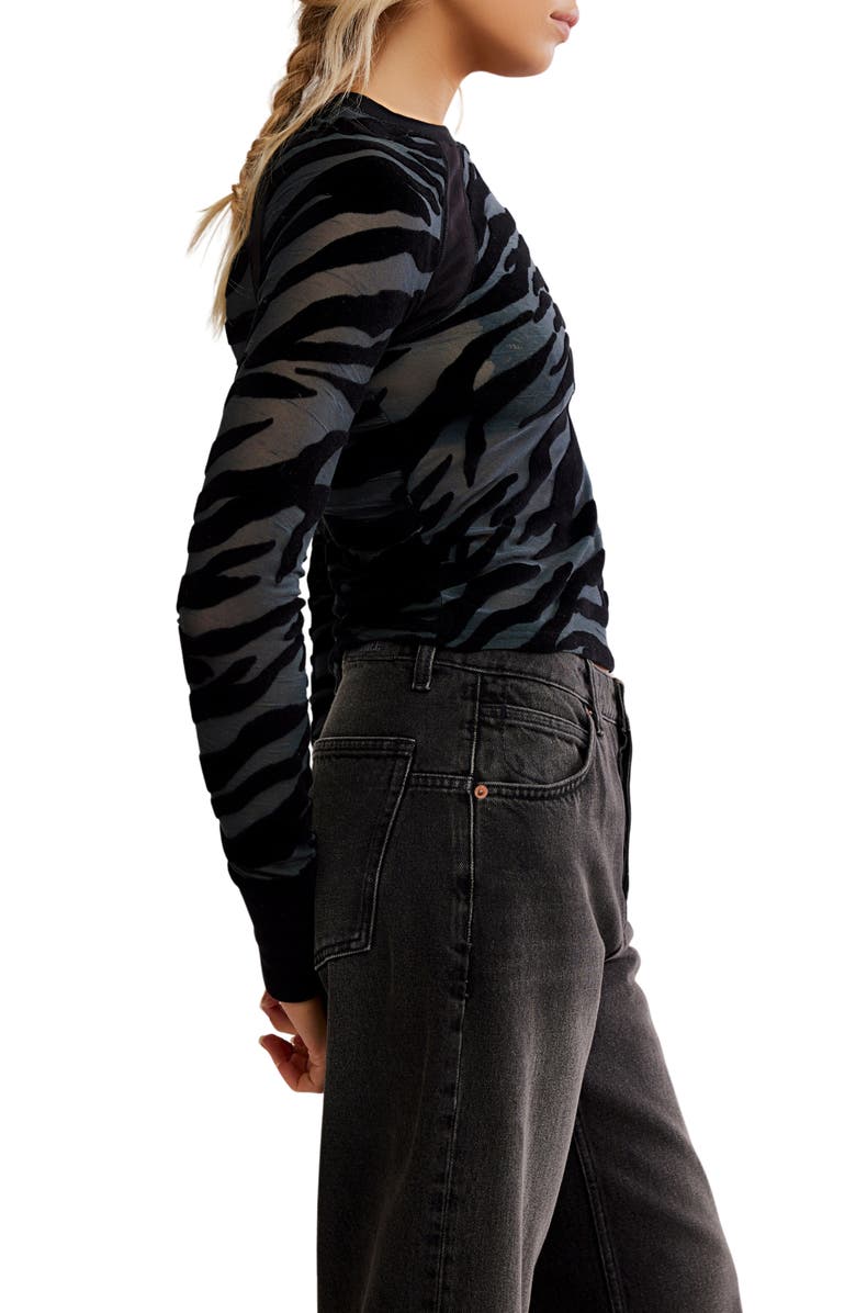 Free People So Lush Burnout Velvet Top, Alternate, color, Black Combo