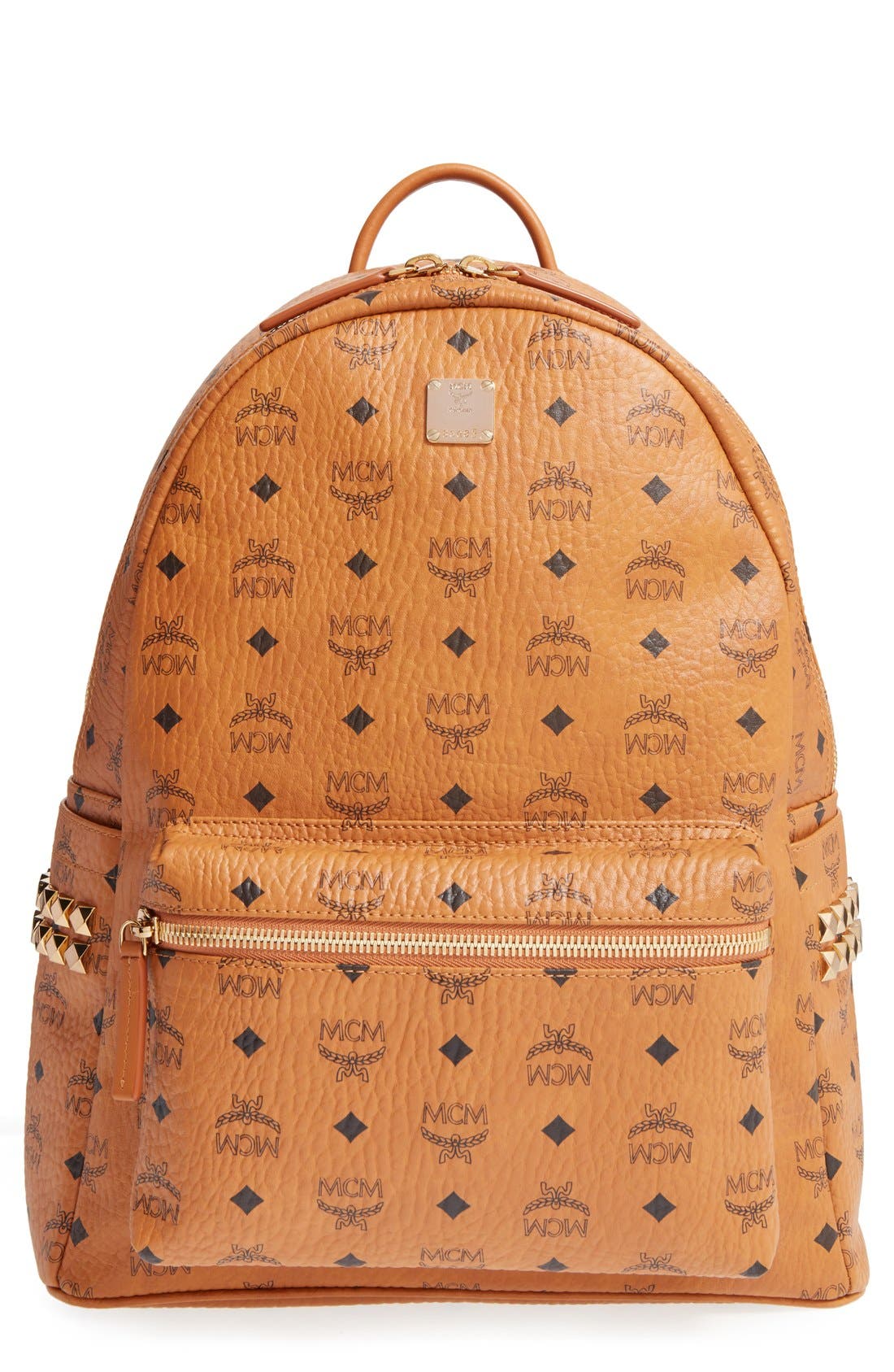 Medium Stark Visetos Studded Backpack, Main, color, COGNAC