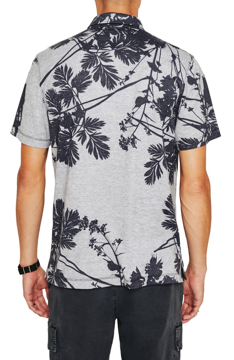 AG Bryce Floral Print Jersey Polo, Alternate, color, Bold Flower Heather Grey Multi