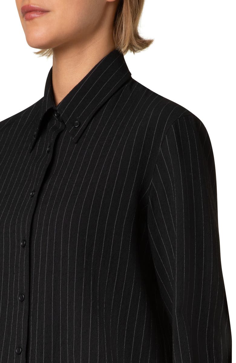 Akris punto Pinstripe Crepe Crop Button-Down Shirt, Alternate, color,