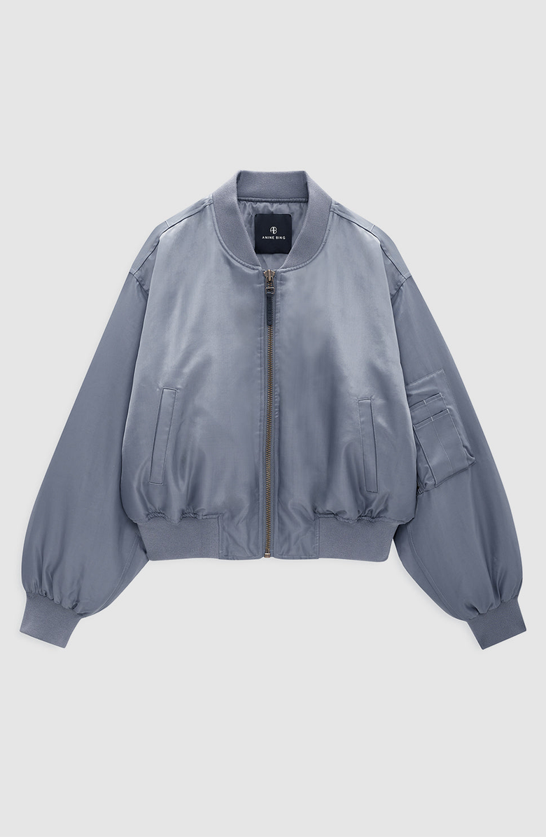 ANINE BING Cropped Leon Bomber Jacket, Alternate, color, Dark Grey