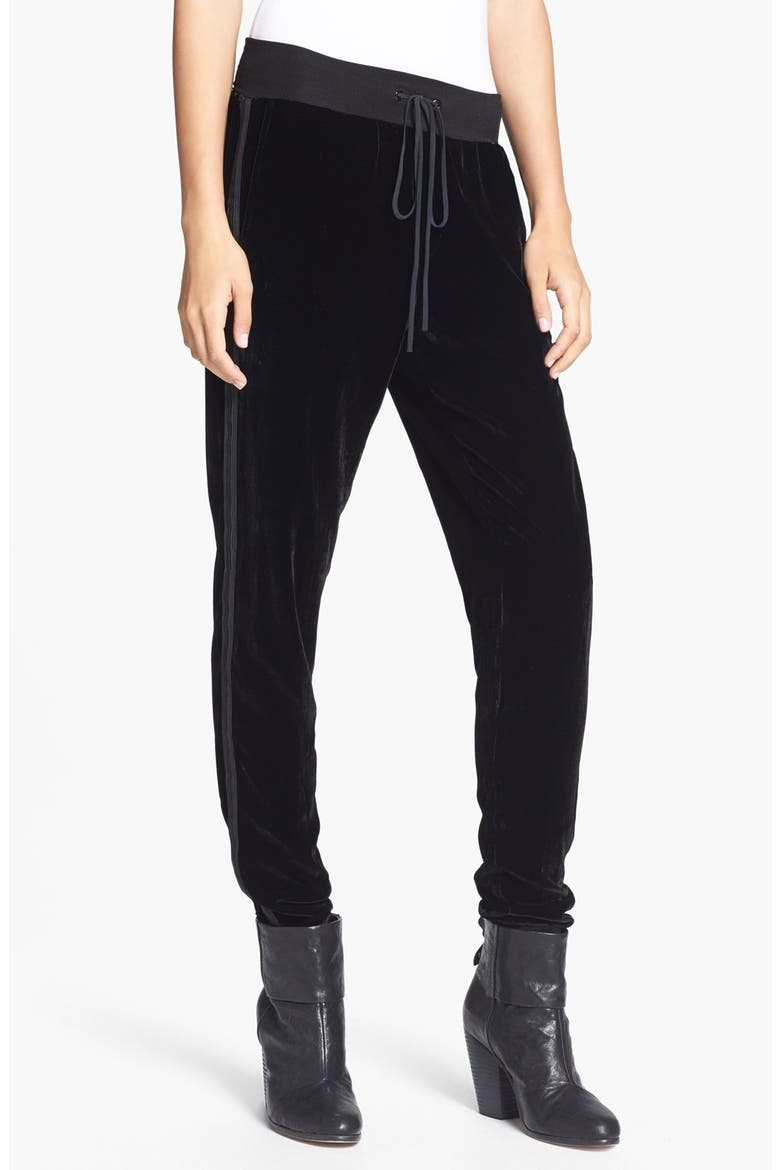 Velour Track Pants, Main, color, BLACK
