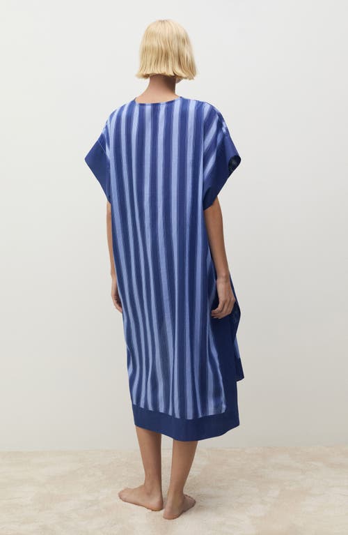 Mango Tunic Lyocell Stripe Two-tone Woven Blue In Blue