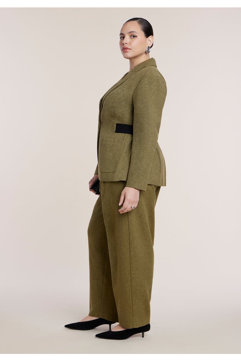 Cinched Elastic Waist Blazer, Alternate, color, AVOCADO