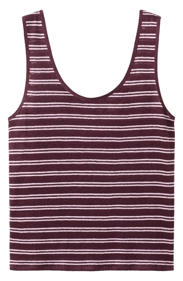 MANGO Stripe Linen Tank, Main, color, Maroon