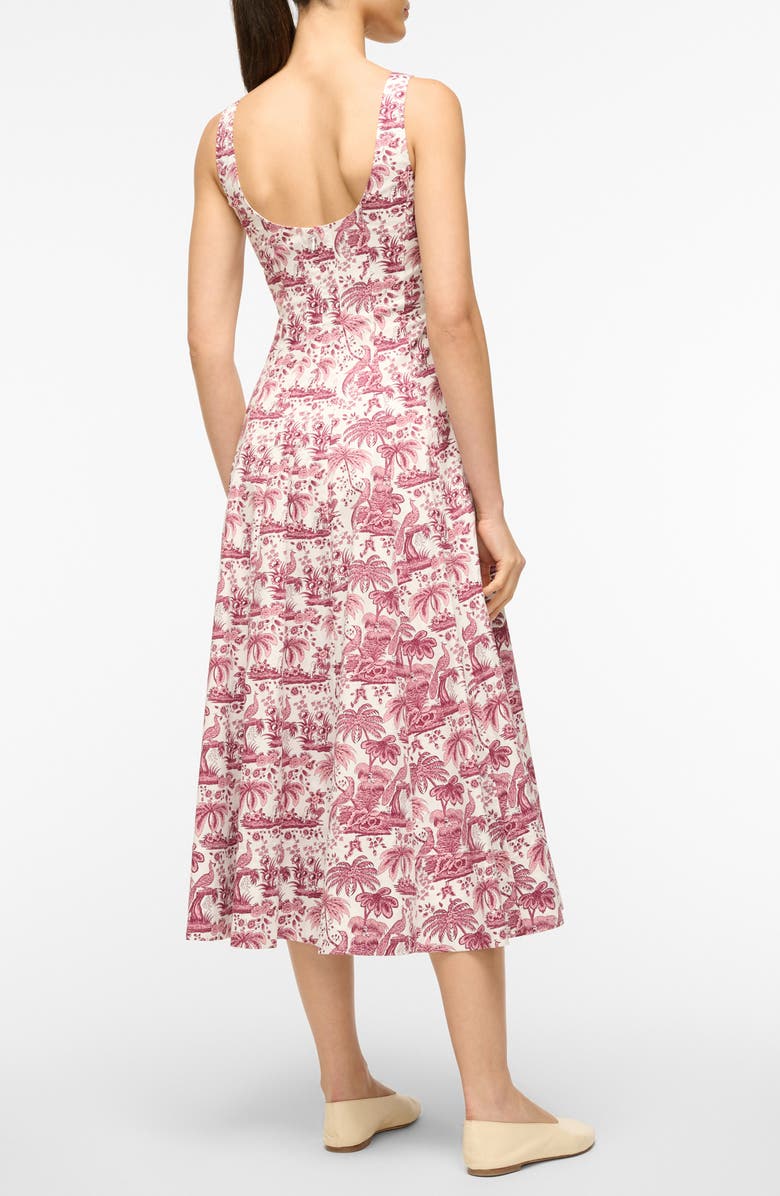 STAUD Wells Sleeveless A-Line Dress, Alternate, color, Bordeaux Toile