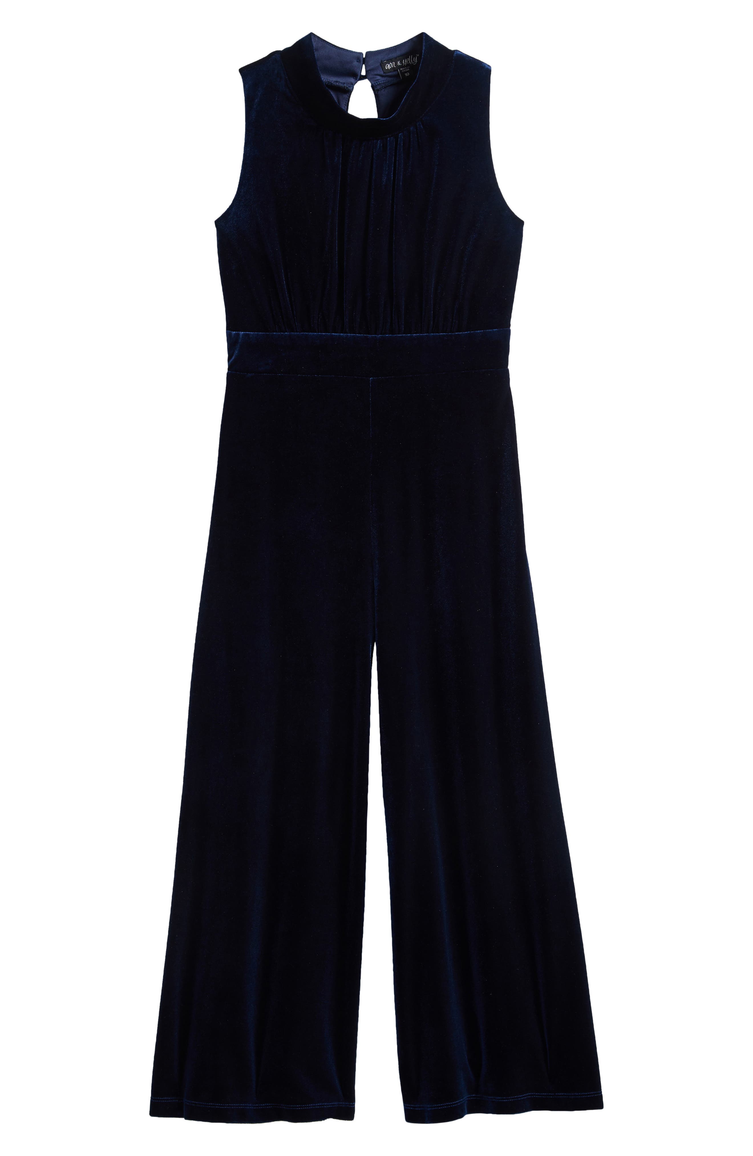 Ava & Yelly Kids' Mock Neck Velour Jumpsuit