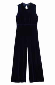 Ava & Yelly Kids' Mock Neck Velour Jumpsuit