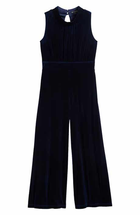 Ava & Yelly Kids' Mock Neck Velour Jumpsuit