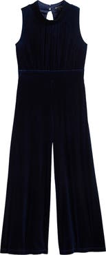 Ava & Yelly Kids' Mock Neck Velour Jumpsuit