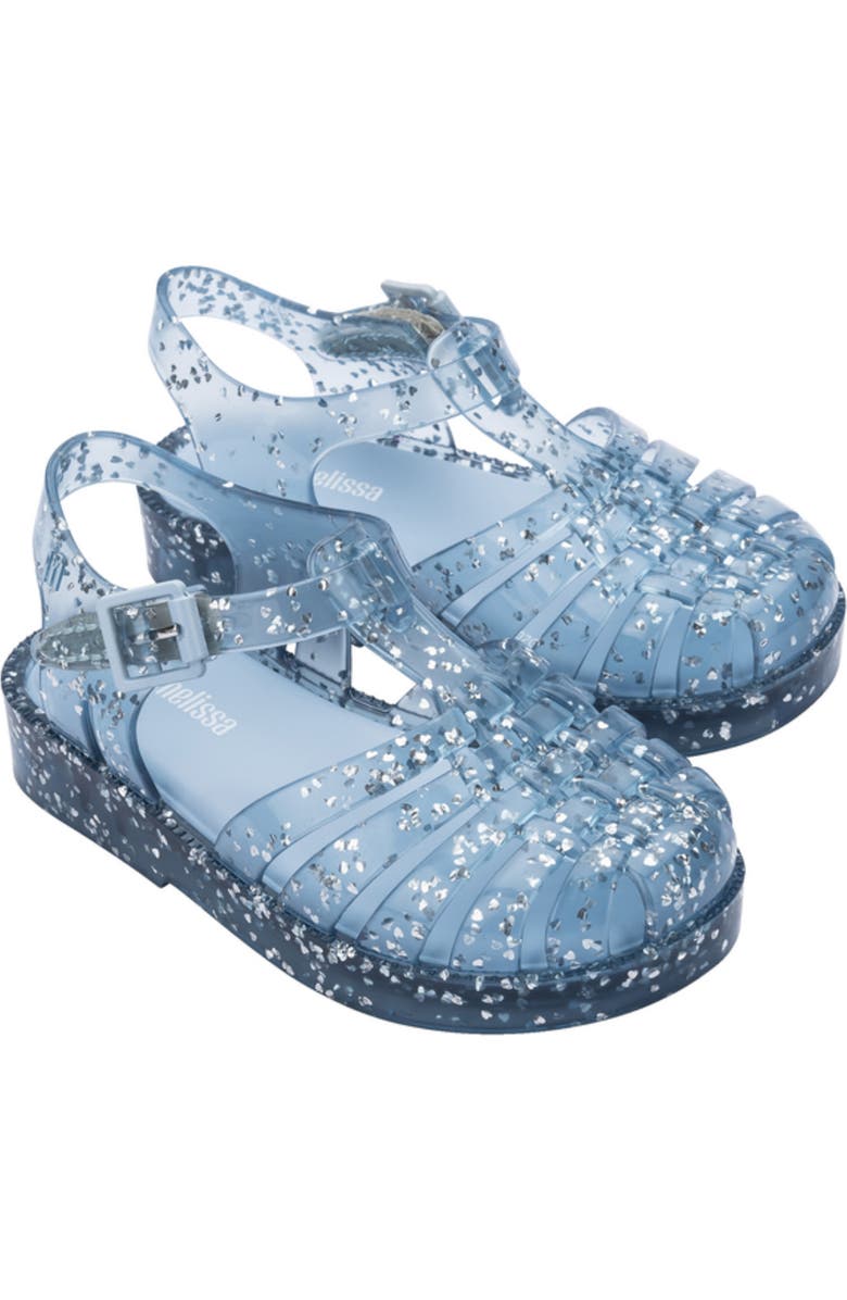 Mini Melissa Kids' Possession Glitter Fisherman Sandal, Main, color, Glitter Blue