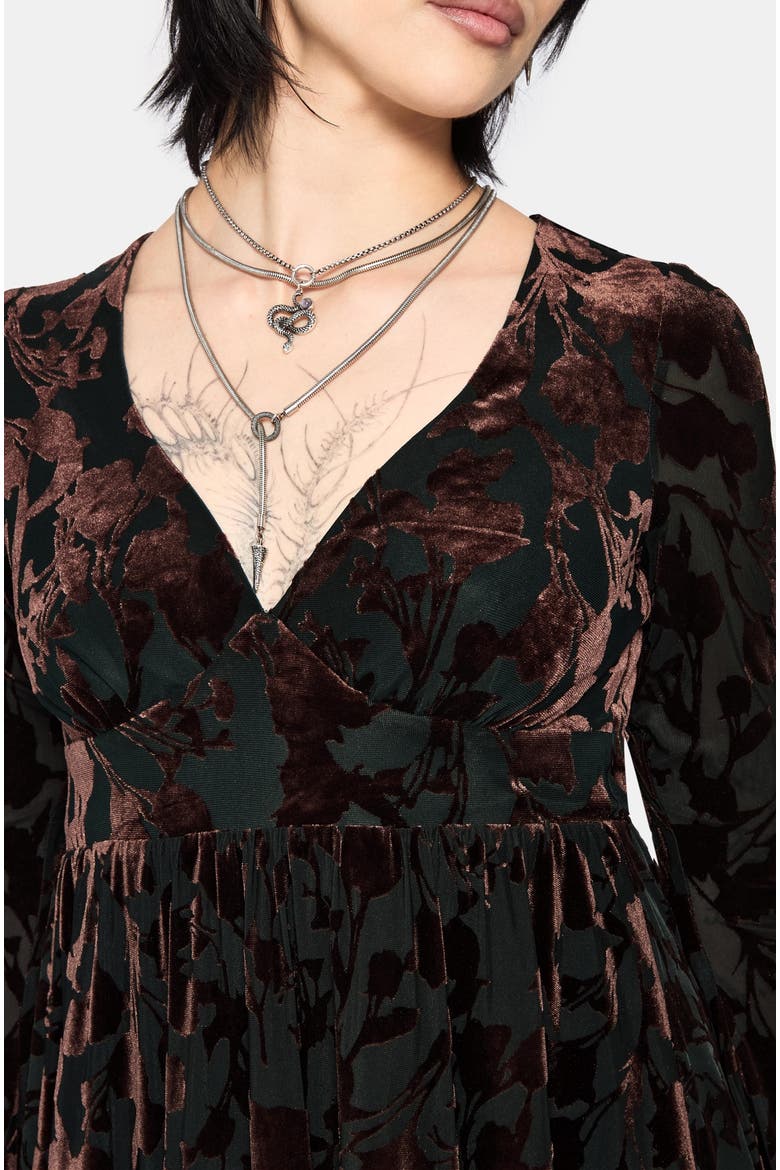 Dakota Flare Sleeve Mini Dress, Alternate, color, Brown