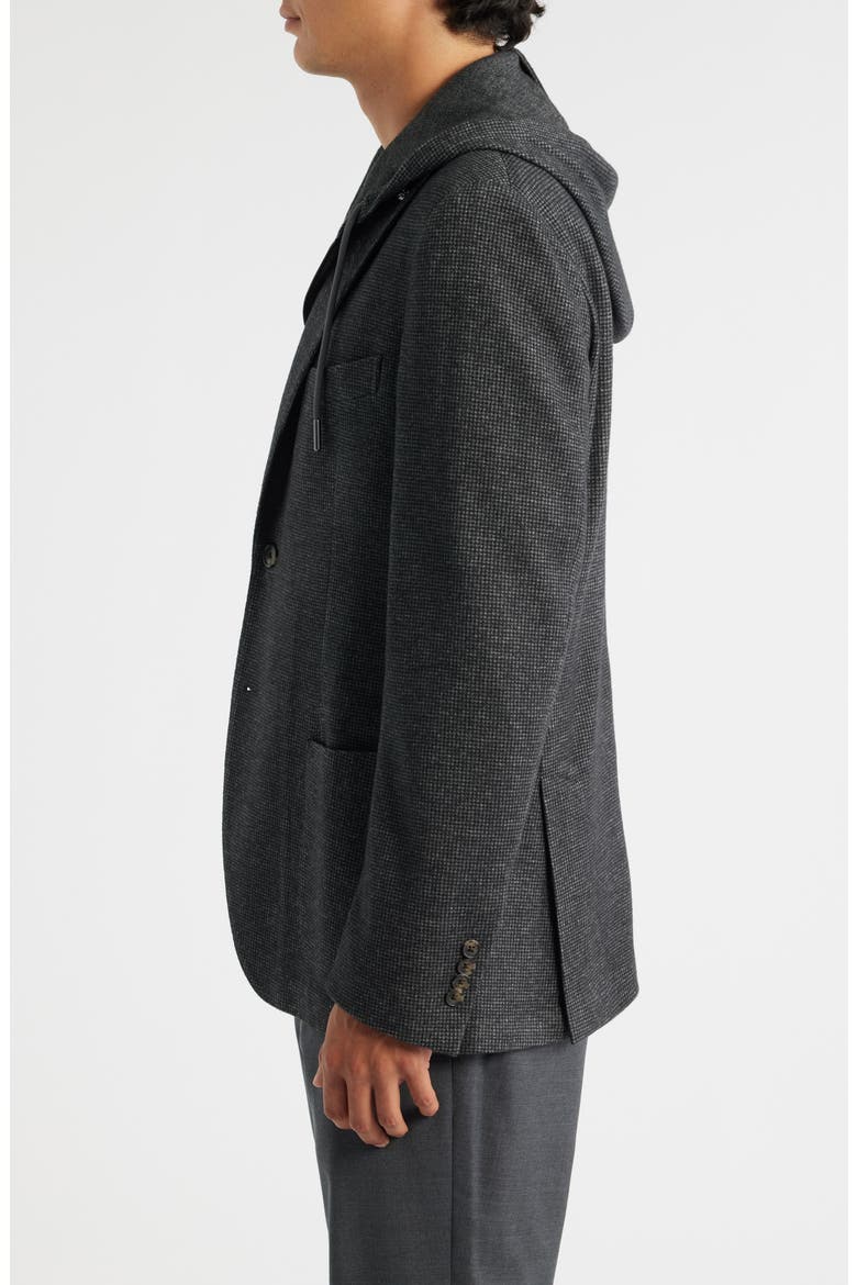 Wolsey Charcoal Grey Microcheck Knit Sport Coat with Removable Hooded Bib, Alternate, color, CHARCOAL