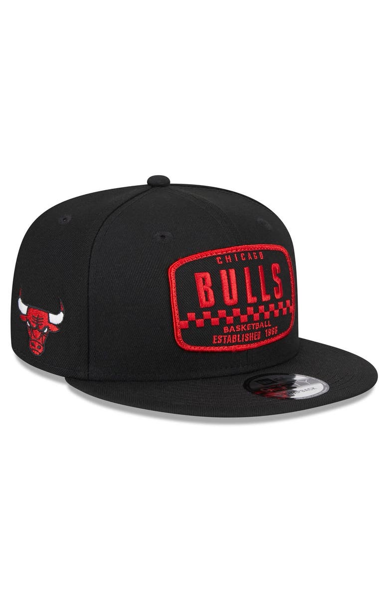 New Era Men's New Era Black Chicago Bulls  Rally Drive Finish Line Patch 9FIFTY Snapback Hat, Main, color, 
