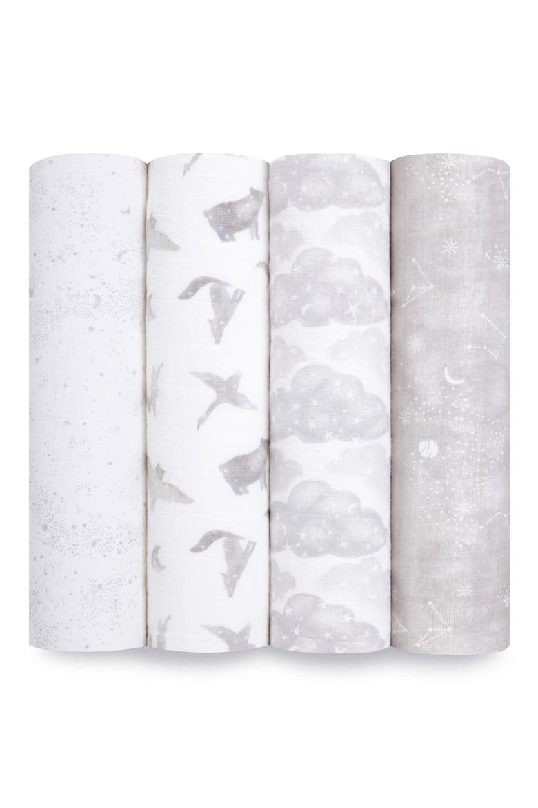 4-Pack Classic Swaddling Cloths, Main, color, MAP THE STARS GREY