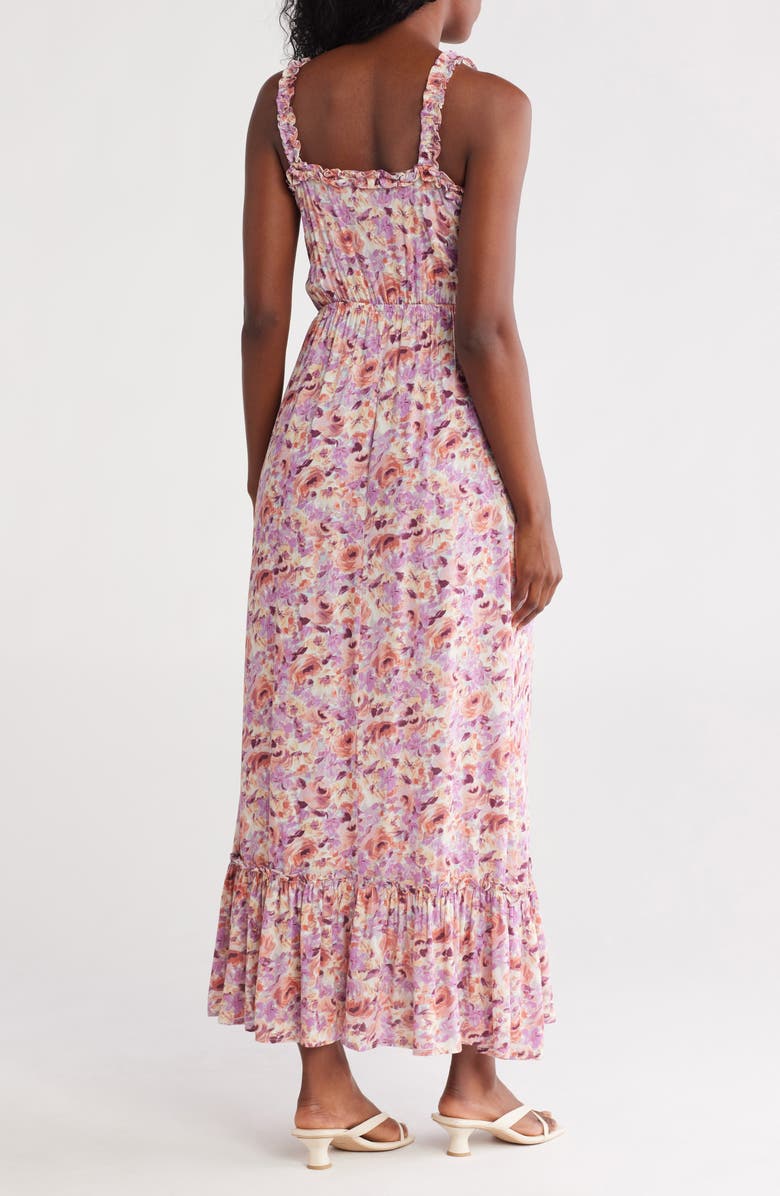 Lovestitch Ruffle Strap Maxi Dress, Alternate, color, Dusty Purple/ Taupe