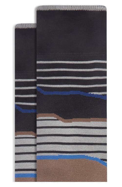 Bugatchi Stripe Mercerized Cotton Blend Dress Socks In Black