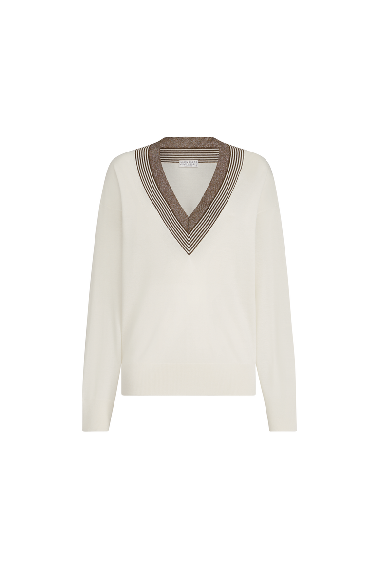 Cashmere and silk lightweight sweater, Alternate, color, White