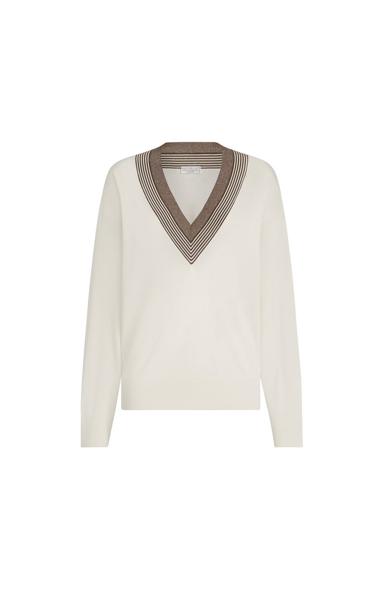 Brunello Cucinelli Cashmere and silk lightweight sweater, Alternate, color, White