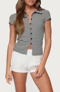 EDIKTED Beau Stripe Rib Button-Up Shirt