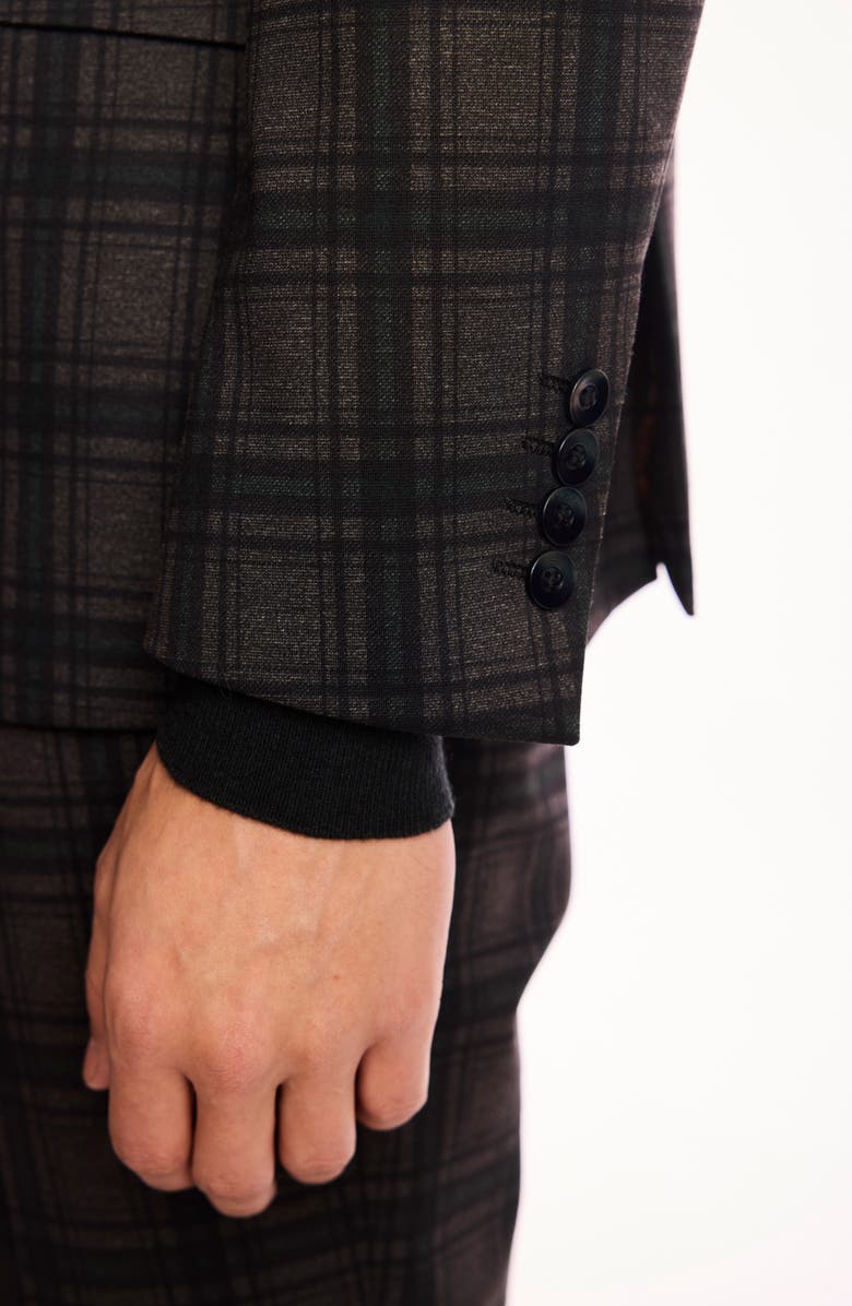 PAISLEY & GRAY Dover Slim Fit Charcoal Plaid Blazer, Alternate, color, Green Charcoal Plaid