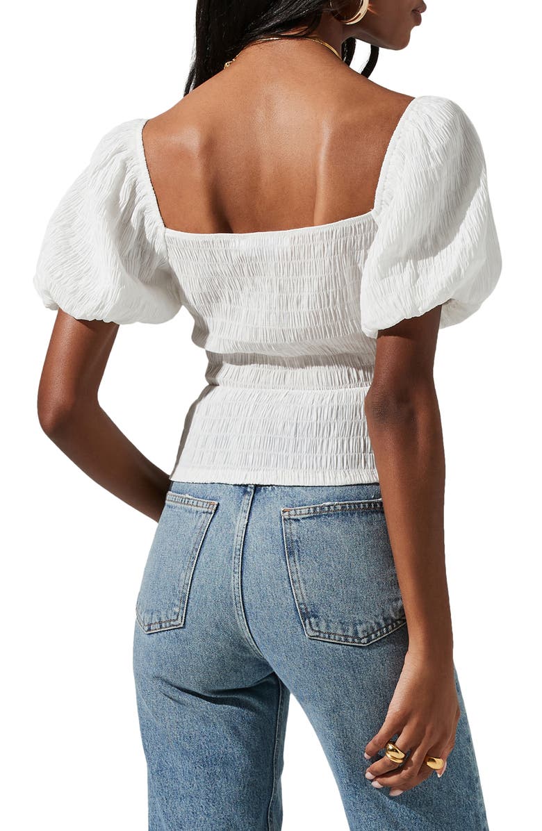 ASTR the Label Puff Sleeve Button Front Smocked Top, Alternate, color, 