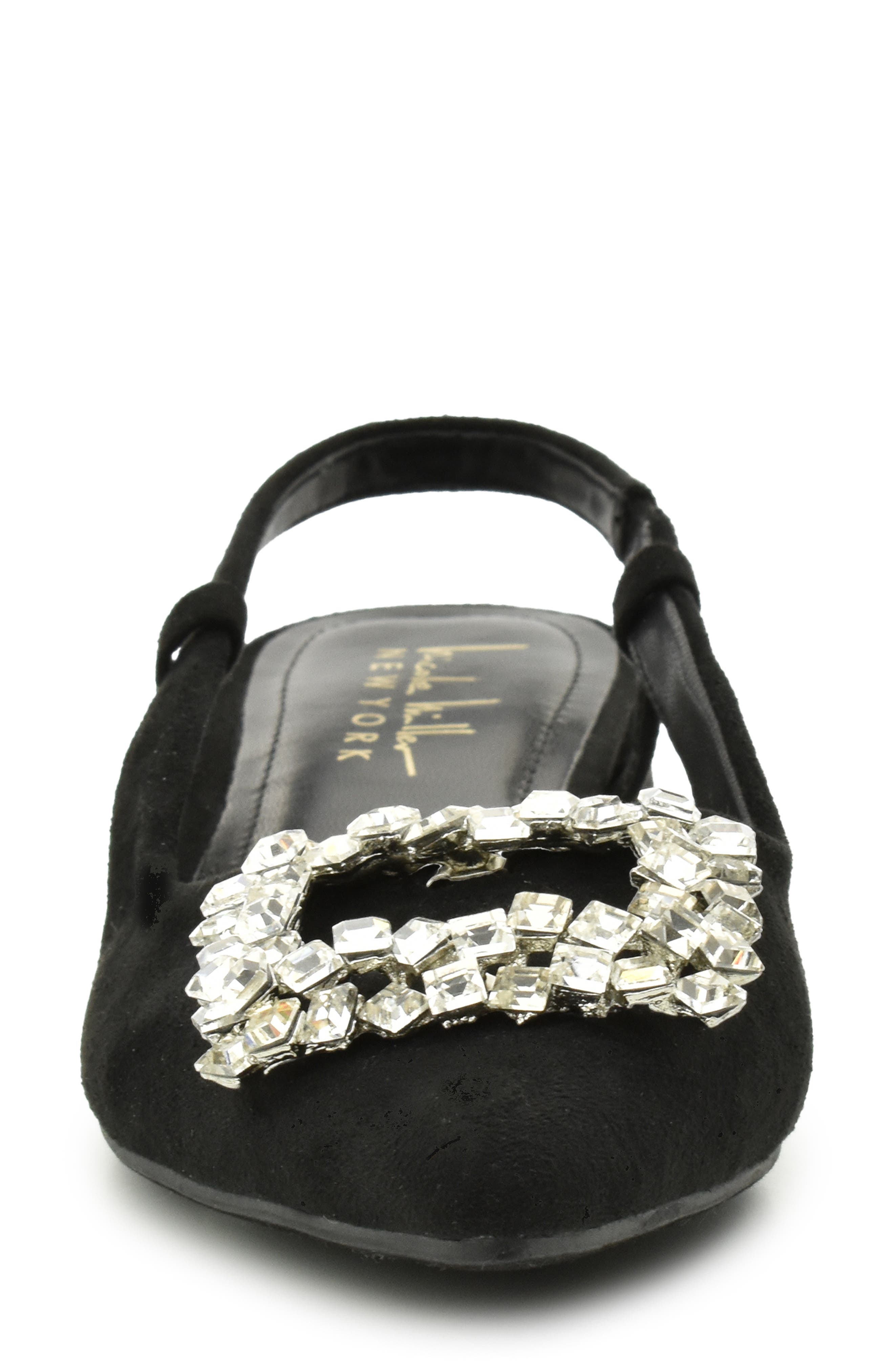 Nicole Miller Jewel Embellished Slingback Pump, Alternate, color, Black Suede