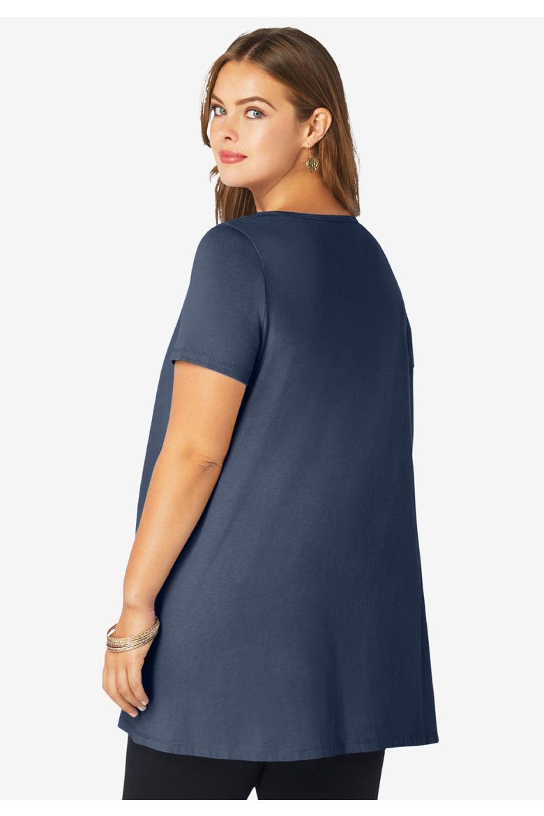 Plus Size Cotton Ultimate Scoopneck Swing Tunic, Alternate, color, NAVY