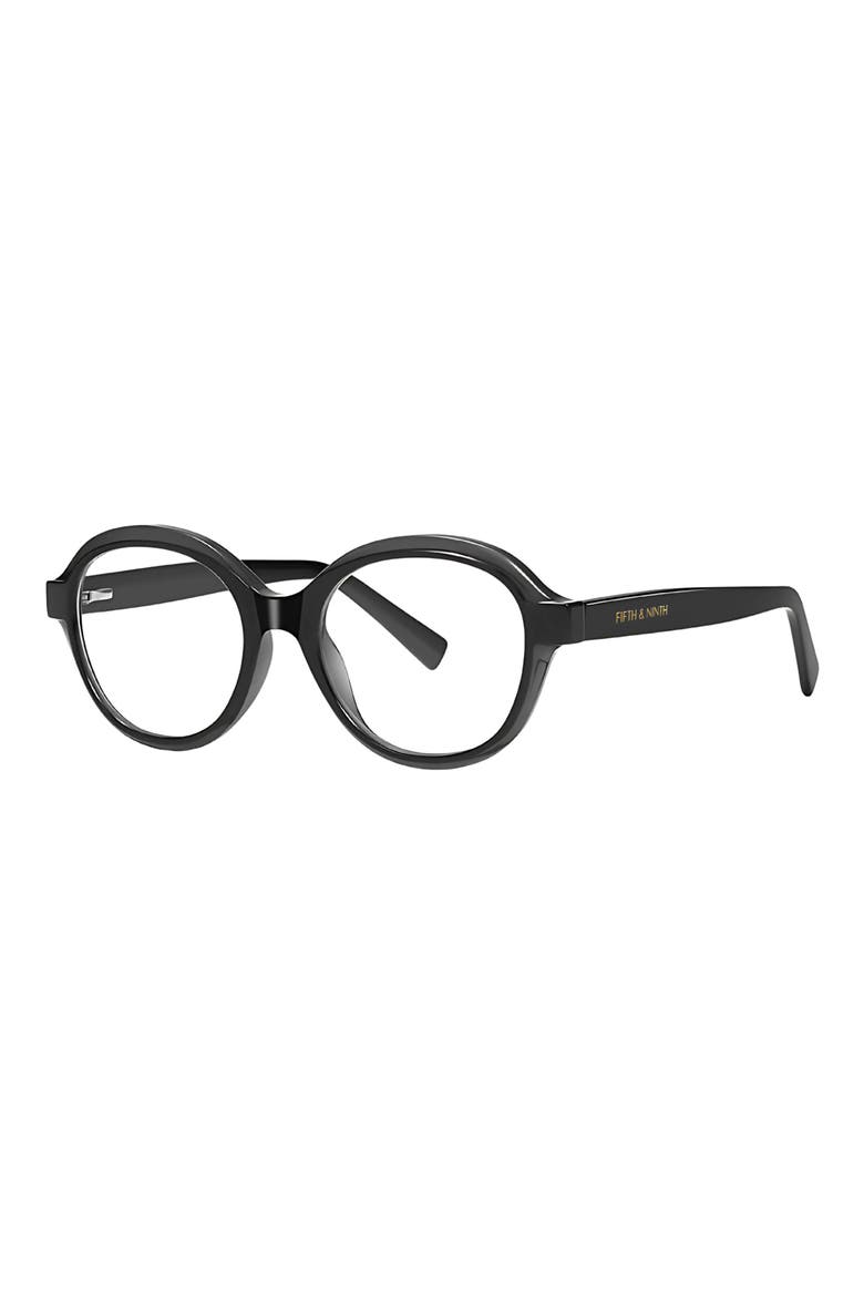 Hollis 50mm Round Blue Light Blocking Glasses, Alternate, color, BLACK / CLEAR