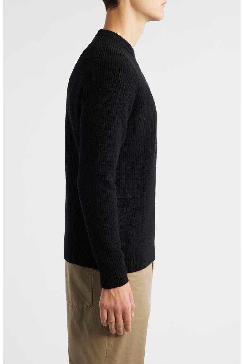 Wool & Cashmere Rib Crewneck Sweater, Alternate, color, DEEP BLACK