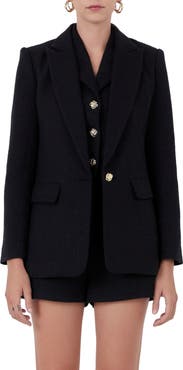 Endless Rose Peaked Lapel Tweed Blazer