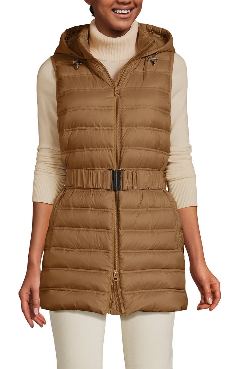 Lands' End Wanderweight Belted Packable Down Vest, Alternate, color, 