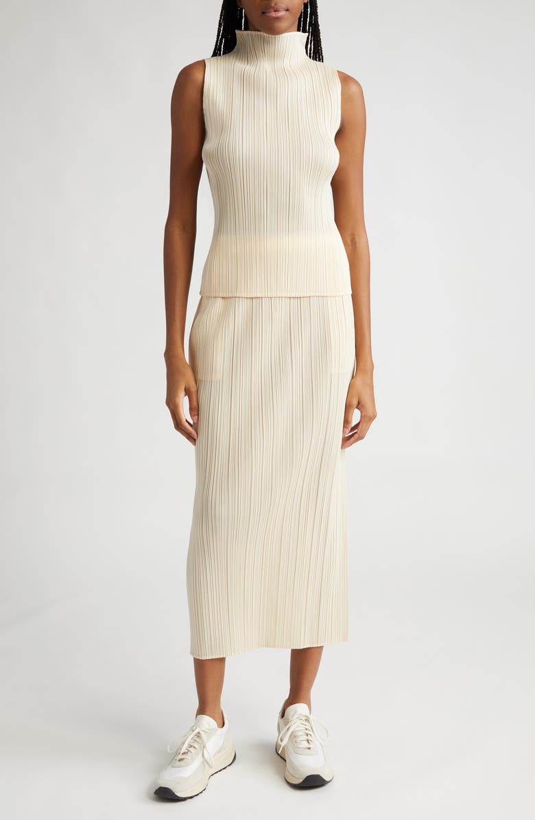 Pleats Please Issey Miyake New Colorful Basics 3 Pleated Midi Skirt, Alternate, color,