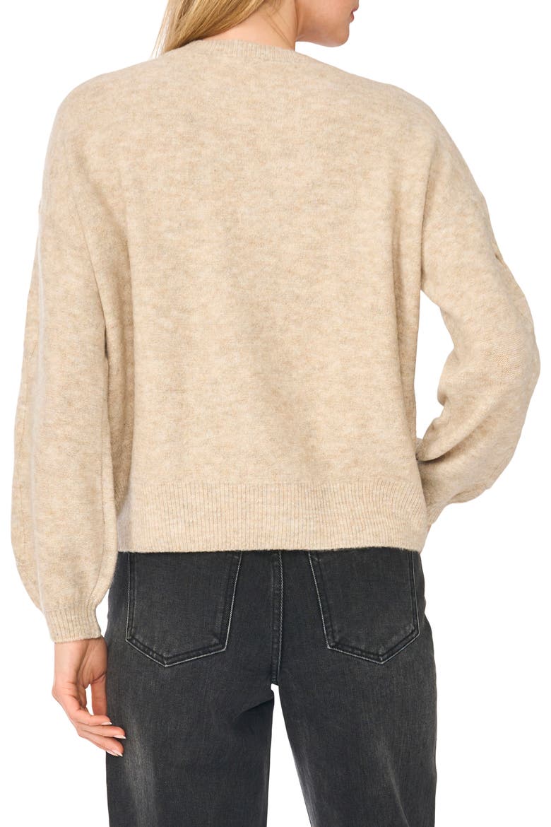 Embroidered Crewneck Sweater, Alternate, color, OATMEAL