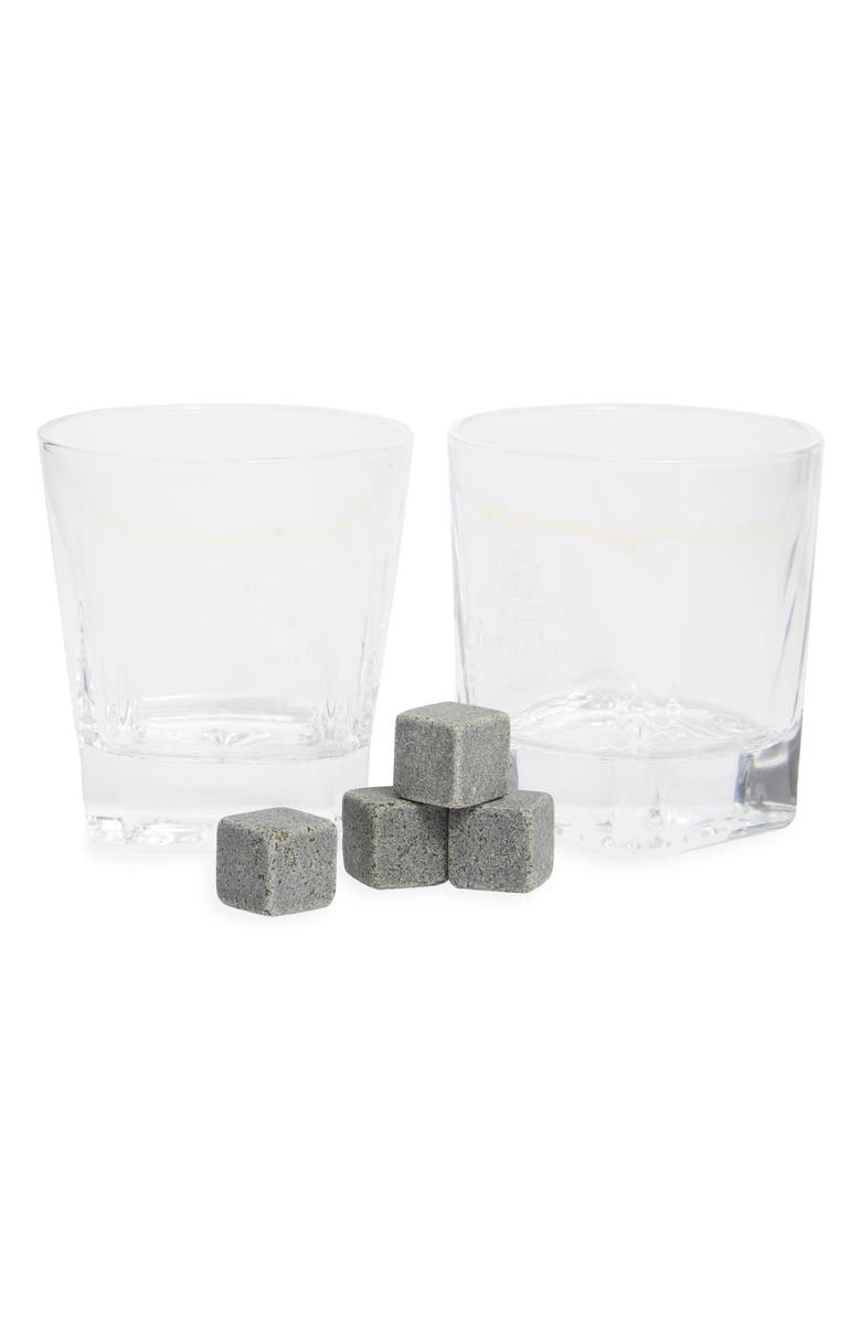 Lord's Rocks Set of 2 Crown Royal Whiskey Glasses with Stones, Alternate, color, Clear