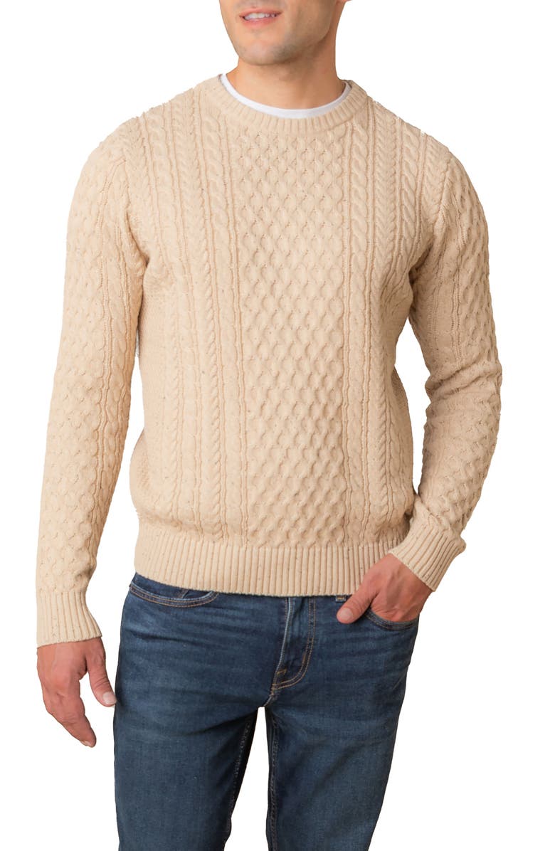 Hope & Henry Organic Cotton Fisherman Sweater, Main, color, Natural Fleck
